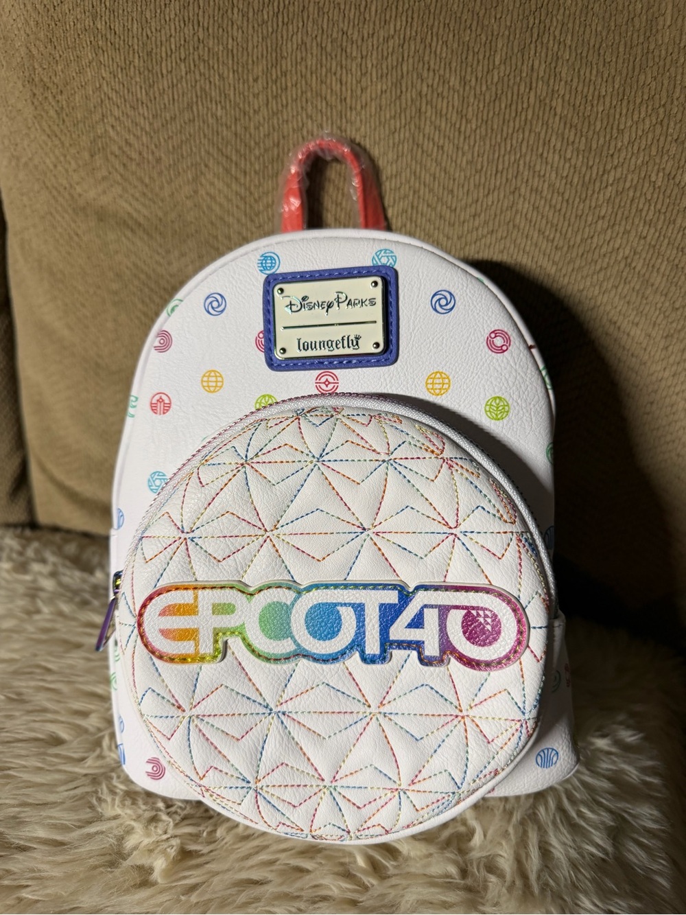 Loungefly White Rainbow EPCOT40 Mini Backpack